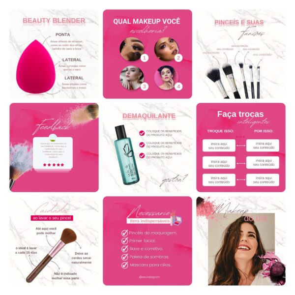 Pack Canva Maquiagem Maquiadora Template Canva 30 Artes + Bônus