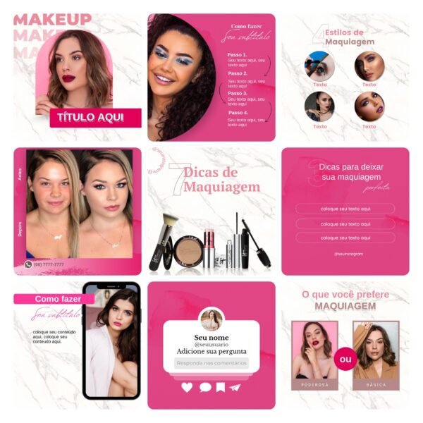 Pack Canva Maquiagem Maquiadora Template Canva 30 Artes + Bônus
