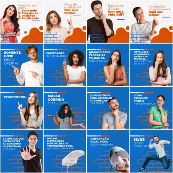 Pack Canva Materiais de Construção Template Canva 200 Artes + Legendas