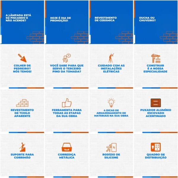 Pack Canva Materiais de Construção Template Canva 200 Artes + Legendas