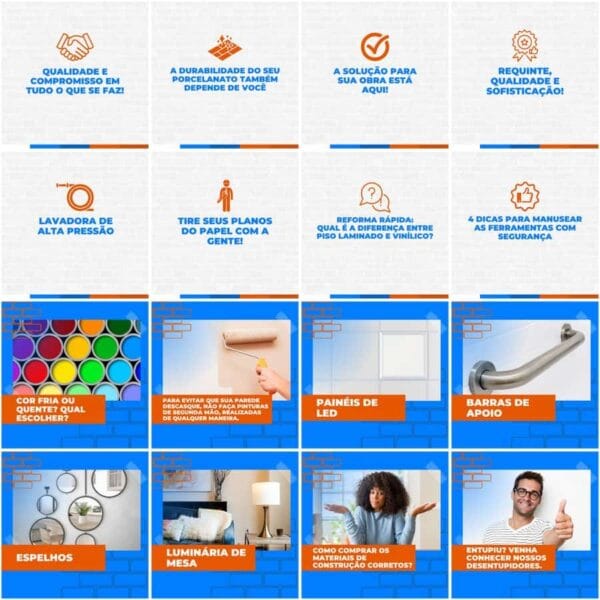 Pack Canva Materiais de Construção Template Canva 200 Artes + Legendas