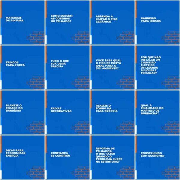 Pack Canva Materiais de Construção Template Canva 200 Artes + Legendas