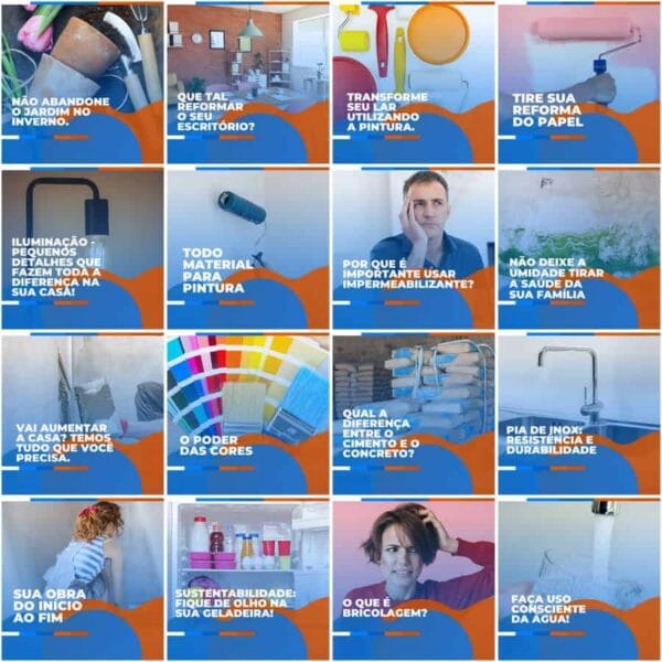 Pack Canva Materiais de Construção Template Canva 200 Artes + Legendas