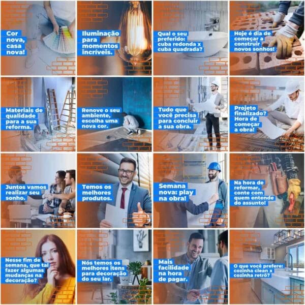 Pack Canva Materiais de Construção Template Canva 200 Artes + Legendas