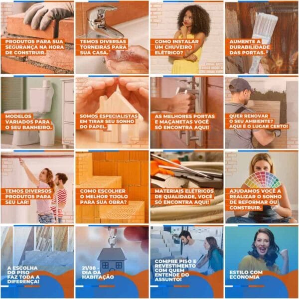 Pack Canva Materiais de Construção Template Canva 200 Artes + Legendas