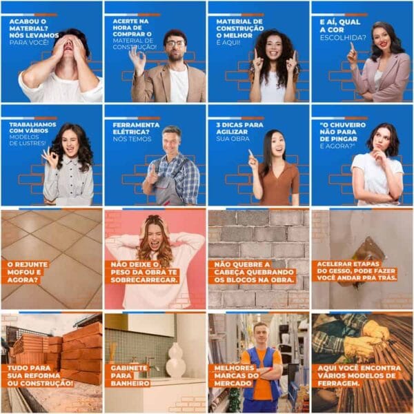 Pack Canva Materiais de Construção Template Canva 200 Artes + Legendas