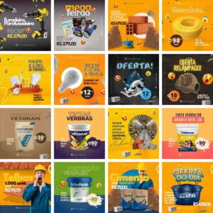 Pack Canva Material de Construção Template Canva 20 Artes + Bônus