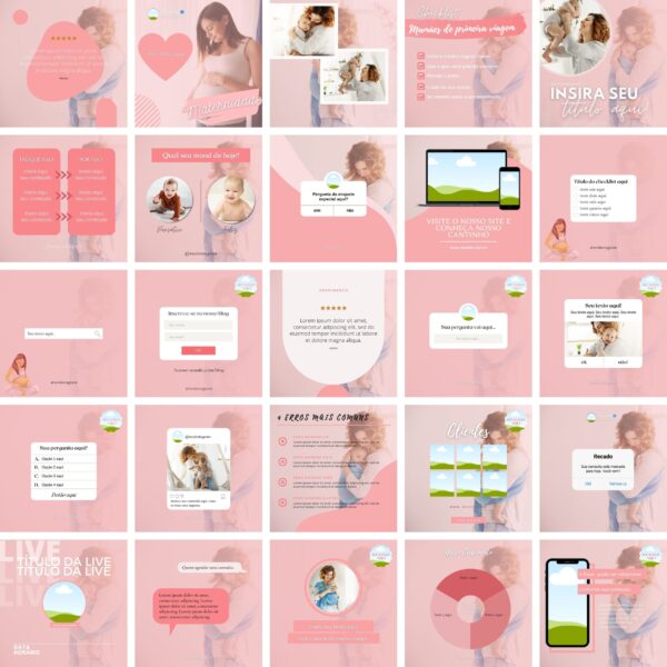 Pack Canva Maternidade Gestante Template Canva 25 Artes + Bônus