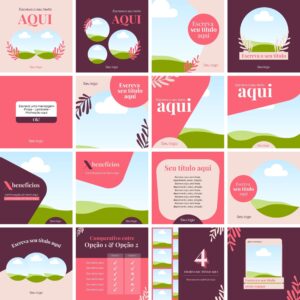 Pack Canva Maternidade Gravidez Template Canva 20 Artes + Bônus