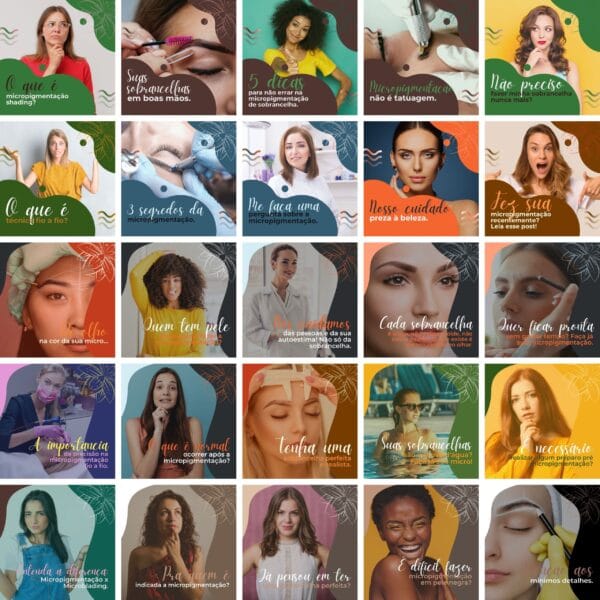 Pack Canva Micropigmentação 3.0 Template Canva 100 Artes + Bônus