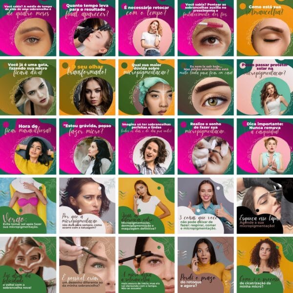 Pack Canva Micropigmentação 3.0 Template Canva 100 Artes + Bônus