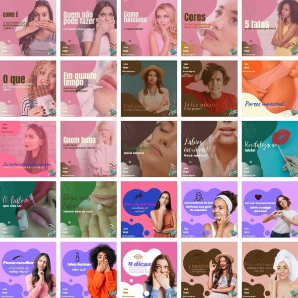 Pack Canva Micropigmentação Beleza Template Canva 200 Artes + Bônus