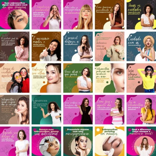 Pack Canva Micropigmentação Beleza Template Canva 200 Artes + Bônus