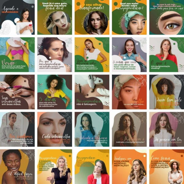Pack Canva Micropigmentação Beleza Template Canva 200 Artes + Bônus