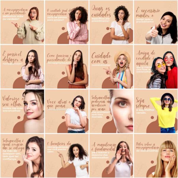 Pack Canva Micropigmentação Template Canva 200 Artes + Legendas
