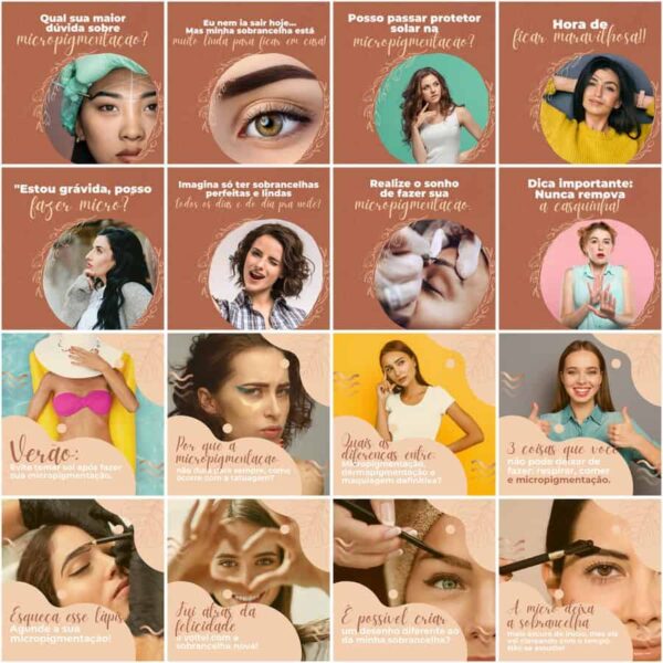 Pack Canva Micropigmentação Template Canva 200 Artes + Legendas