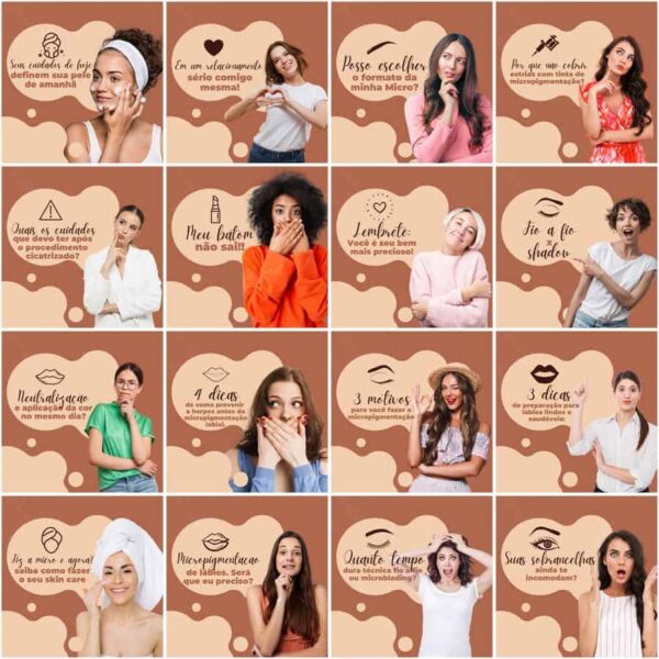Pack Canva Micropigmentação Template Canva 200 Artes + Legendas