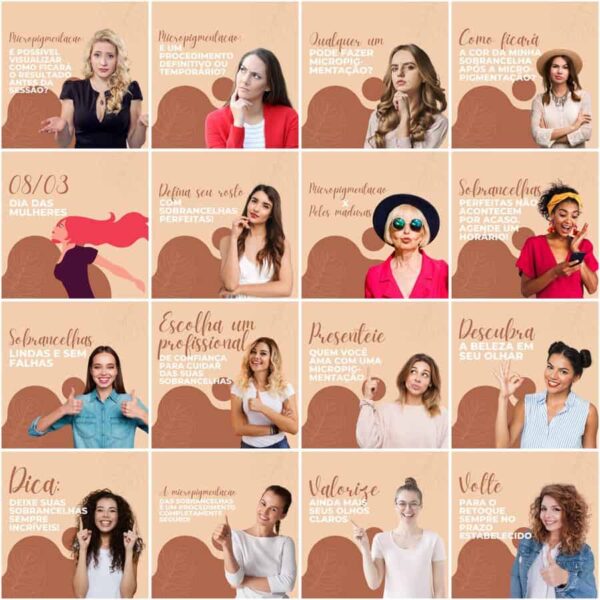 Pack Canva Micropigmentação Template Canva 200 Artes + Legendas