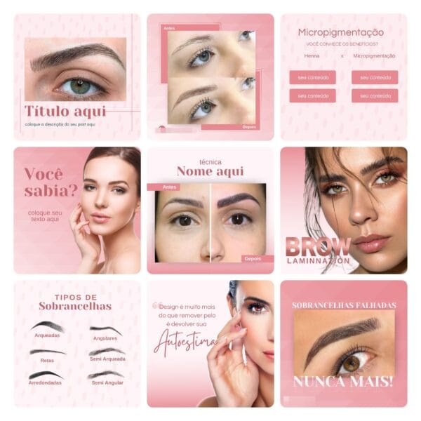 Pack Canva Micropigmentação Template Canva 50 Artes + Bônus