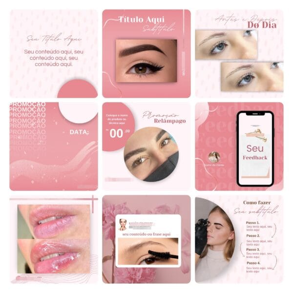 Pack Canva Micropigmentação Template Canva 50 Artes + Bônus