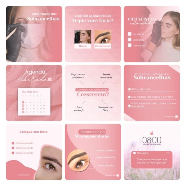 Pack Canva Micropigmentação Template Canva 50 Artes + Bônus