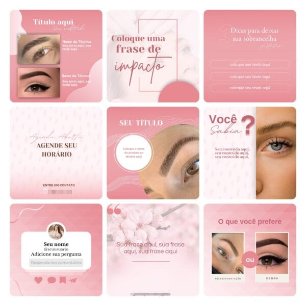 Pack Canva Micropigmentação Template Canva 50 Artes + Bônus
