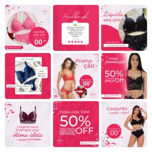 Pack Canva Moda Íntima Lingerie Template Canva 30 Artes + Bônus