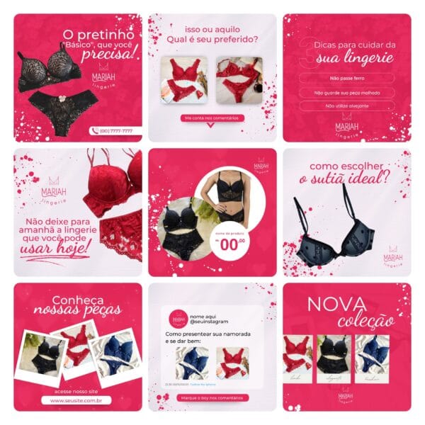 Pack Canva Moda Íntima Lingerie Template Canva 30 Artes + Bônus