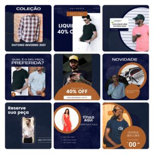 Pack Canva Moda Masculina Template Canva 30 Artes + Bônus