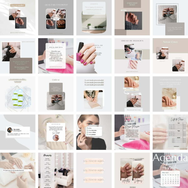 Pack Canva Nail Design 2.0 Template Canva 25 Artes + Bônus