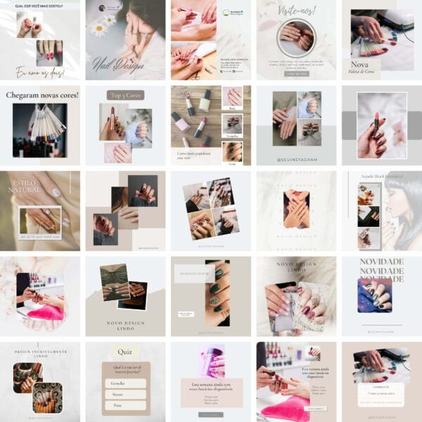 Pack Canva Nail Design Template Canva 25 Artes + Bônus