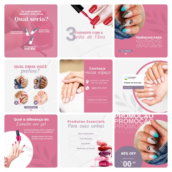 Pack Canva Nail Design Template Canva 30 Artes + Bônus
