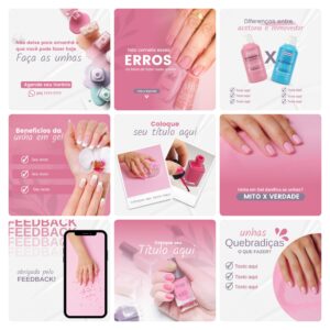 Pack Canva Nail Design Template Canva 30 Artes + Bônus