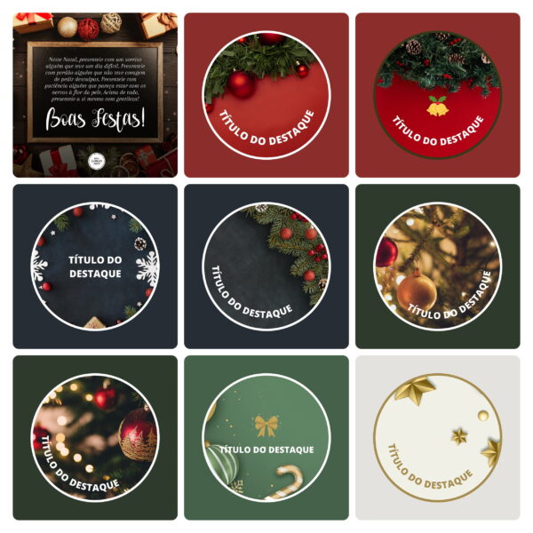 Pack Canva Natal 2.0 Template Canva 18 Artes + 8 Capa Destaques