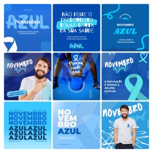 Pack Canva Novembro Azul Template Canva 30 Artes + Bônus