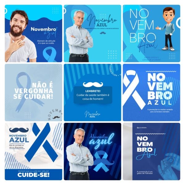 Pack Canva Novembro Azul Template Canva 30 Artes + Bônus