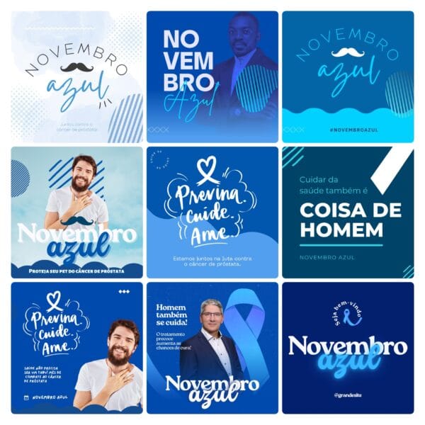 Pack Canva Novembro Azul Template Canva 30 Artes + Bônus