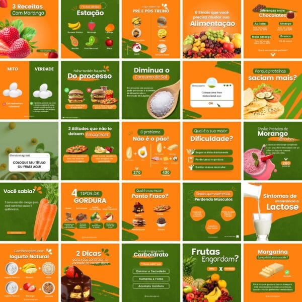Pack Canva Nutricionista Nutrição 2.0 Template Canva 50 Artes + Bônus