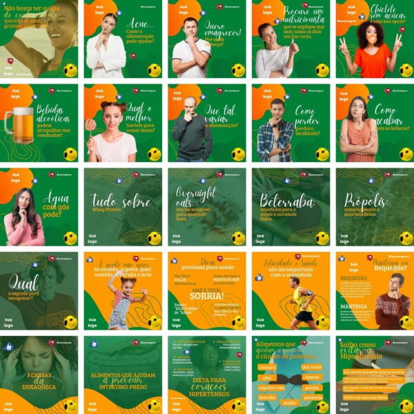 Pack Canva Nutricionista Nutrição Template Canva 200 Artes + Bônus