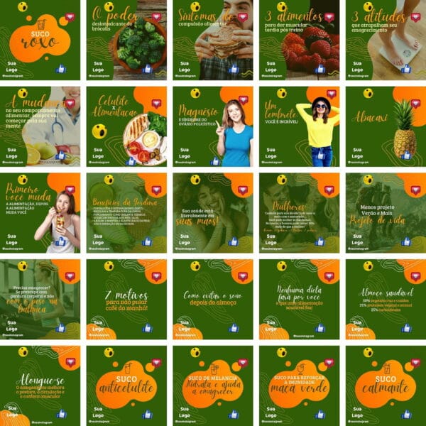 Pack Canva Nutricionista Nutrição Template Canva 200 Artes + Bônus