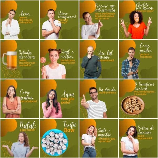 Pack Canva Nutricionista Nutrição Template Canva 200 Artes + Legendas