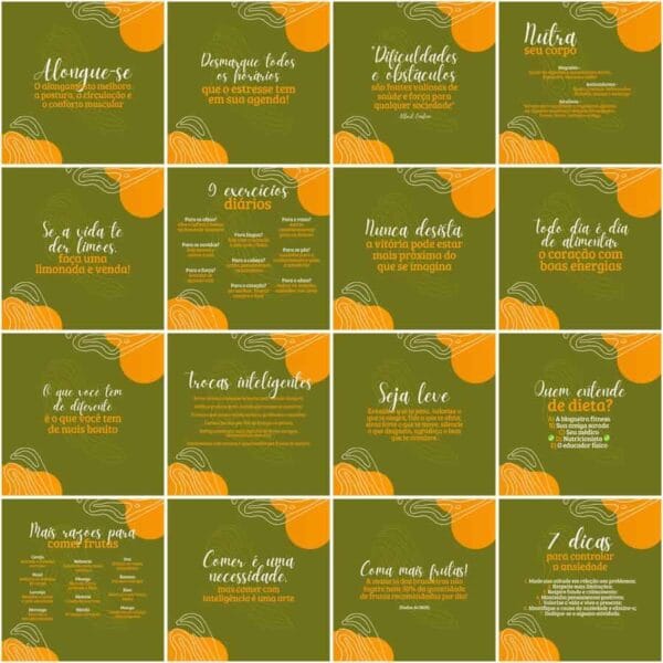 Pack Canva Nutricionista Nutrição Template Canva 200 Artes + Legendas