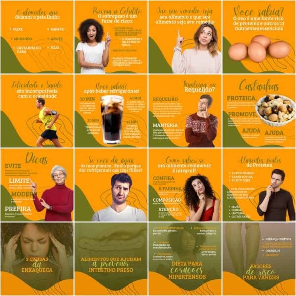 Pack Canva Nutricionista Nutrição Template Canva 200 Artes + Legendas