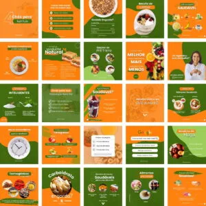 Pack Canva Nutricionista Nutrição Template Canva 50 Artes + Bônus