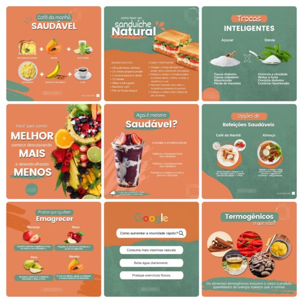 Pack Canva Nutricionista Template Canva 100 Artes + Bônus