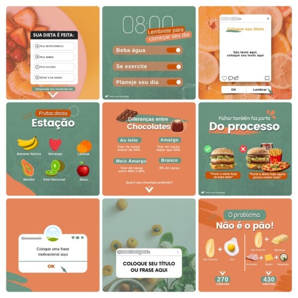 Pack Canva Nutricionista Template Canva 100 Artes + Bônus