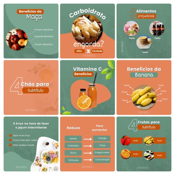 Pack Canva Nutricionista Template Canva 100 Artes + Bônus