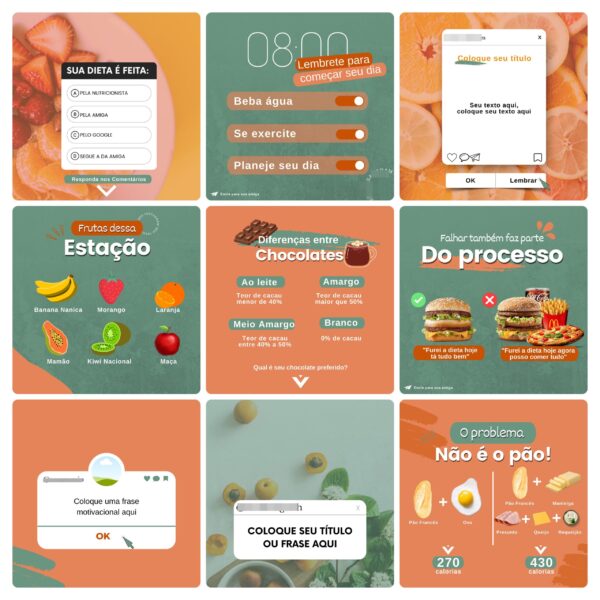 Pack Canva Nutricionista Template Canva 100 Artes + Bônus