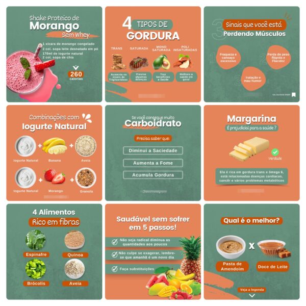 Pack Canva Nutricionista Template Canva 100 Artes + Bônus