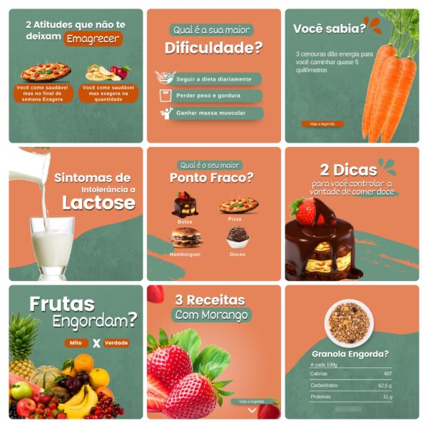 Pack Canva Nutricionista Template Canva 100 Artes + Bônus